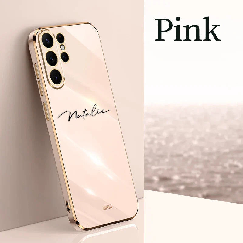 Case For Samsung Galaxy S24 Ultra Personalized Customized Name Case Luxury 6D Plating Soft Cover S23 S22 S21 S20 FE Ultra Plus