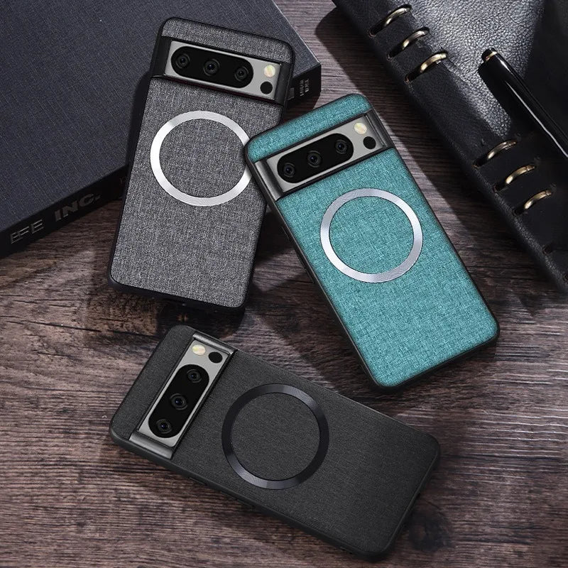 for Magsafe Fabric Cloth Case for Google Pixel 9 8 7 6 Pro XL 7A 8A 6A Magnetic Wireless Charging Slim Cover for Pixel 9Pro 8Pro