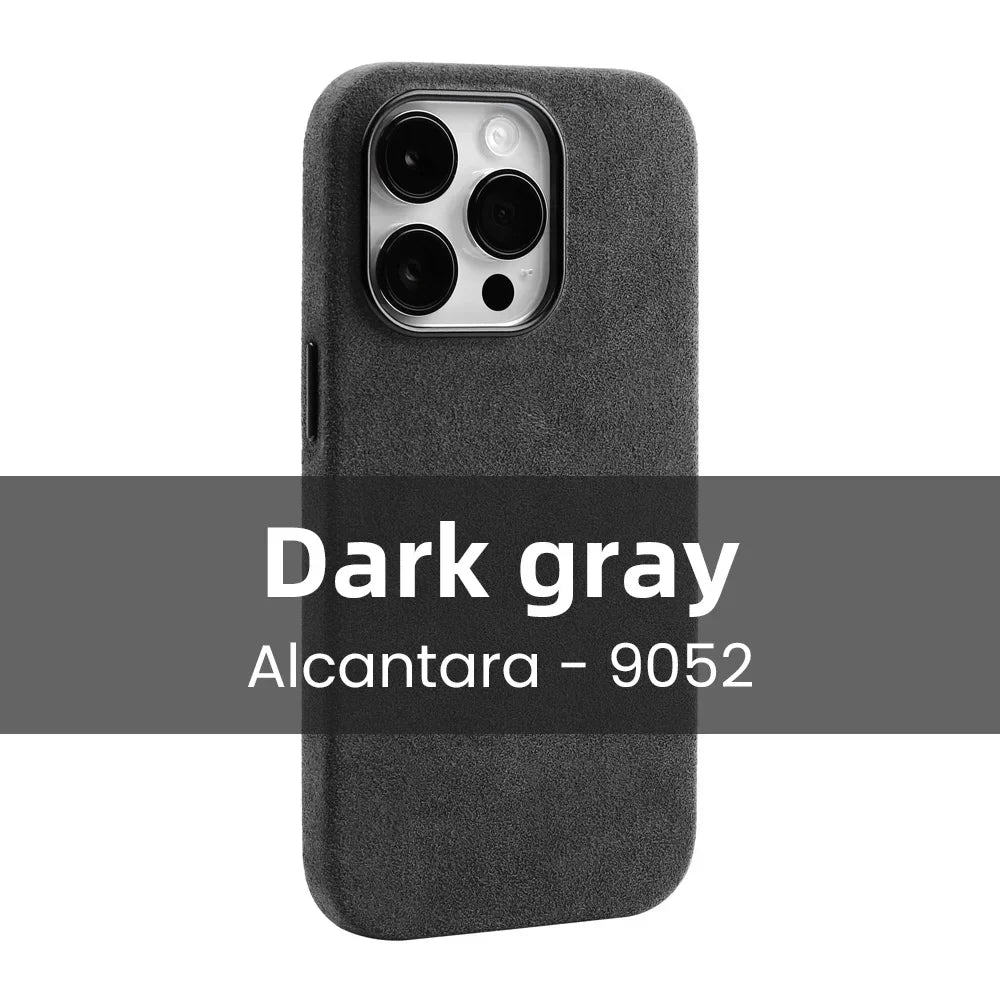 YMW Magnetic ALCANTARA Case for iPhone 16 Pro Max 15 14 13 mini Luxury Business Supercar Interior Same Suede Leather Phone Cover