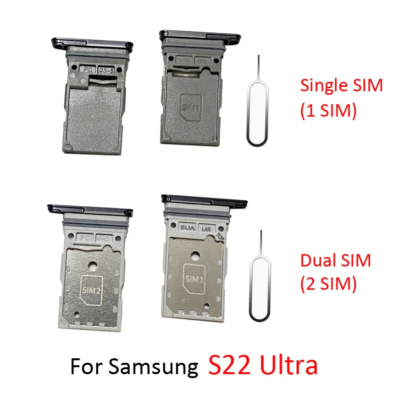 For Samsung Galaxy S22 Ultra S908 S908B Phone New SIM Chip Tray Slot Holder Adapter Single Dual Card S22 Ultra Accessories Parts