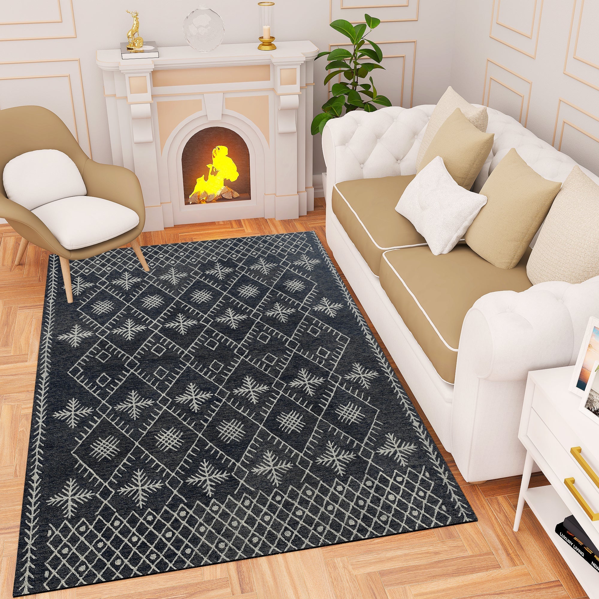 Premium Hand-Tufted Rug Made of 100% Wool  - Snowfall - 6x9 Feet