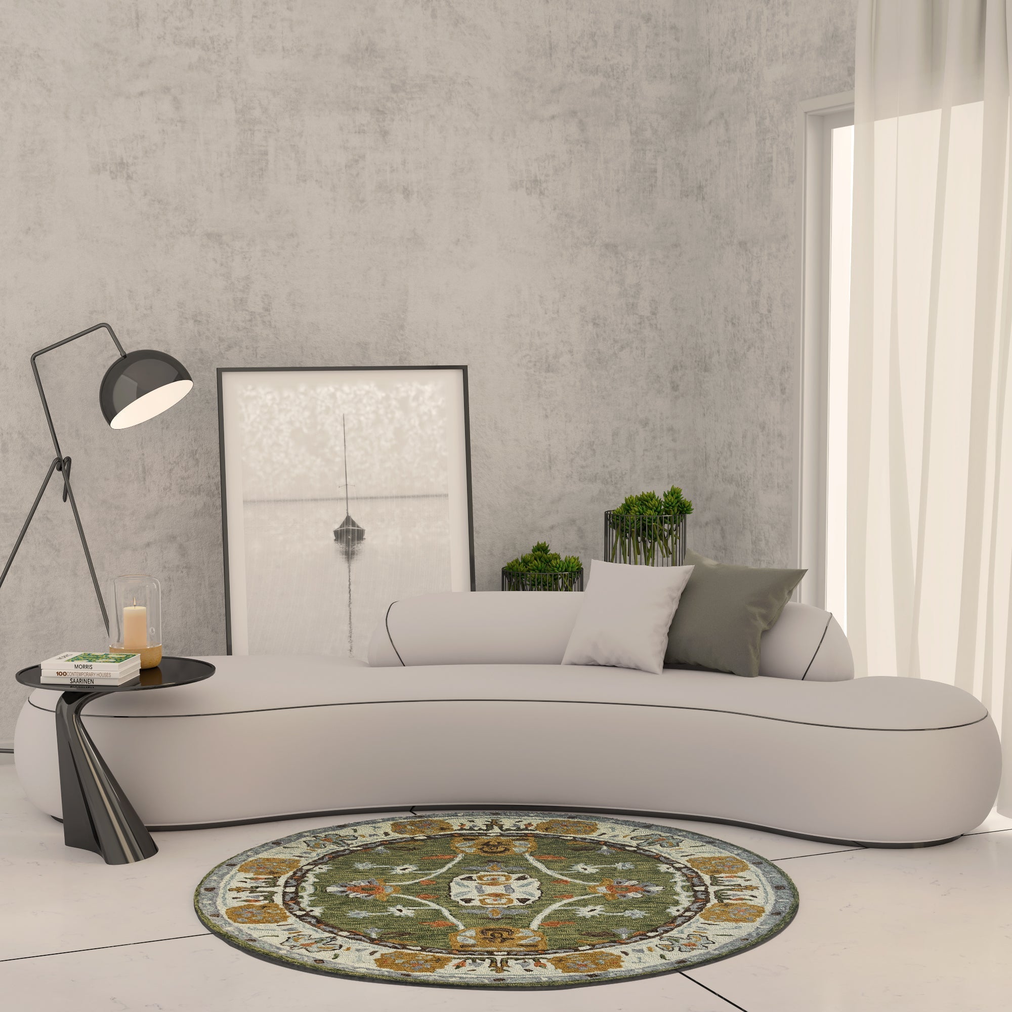 Premium Hand-Tufted Rug Made of 100% Wool  - Spring Atlas - 5x5 Feet