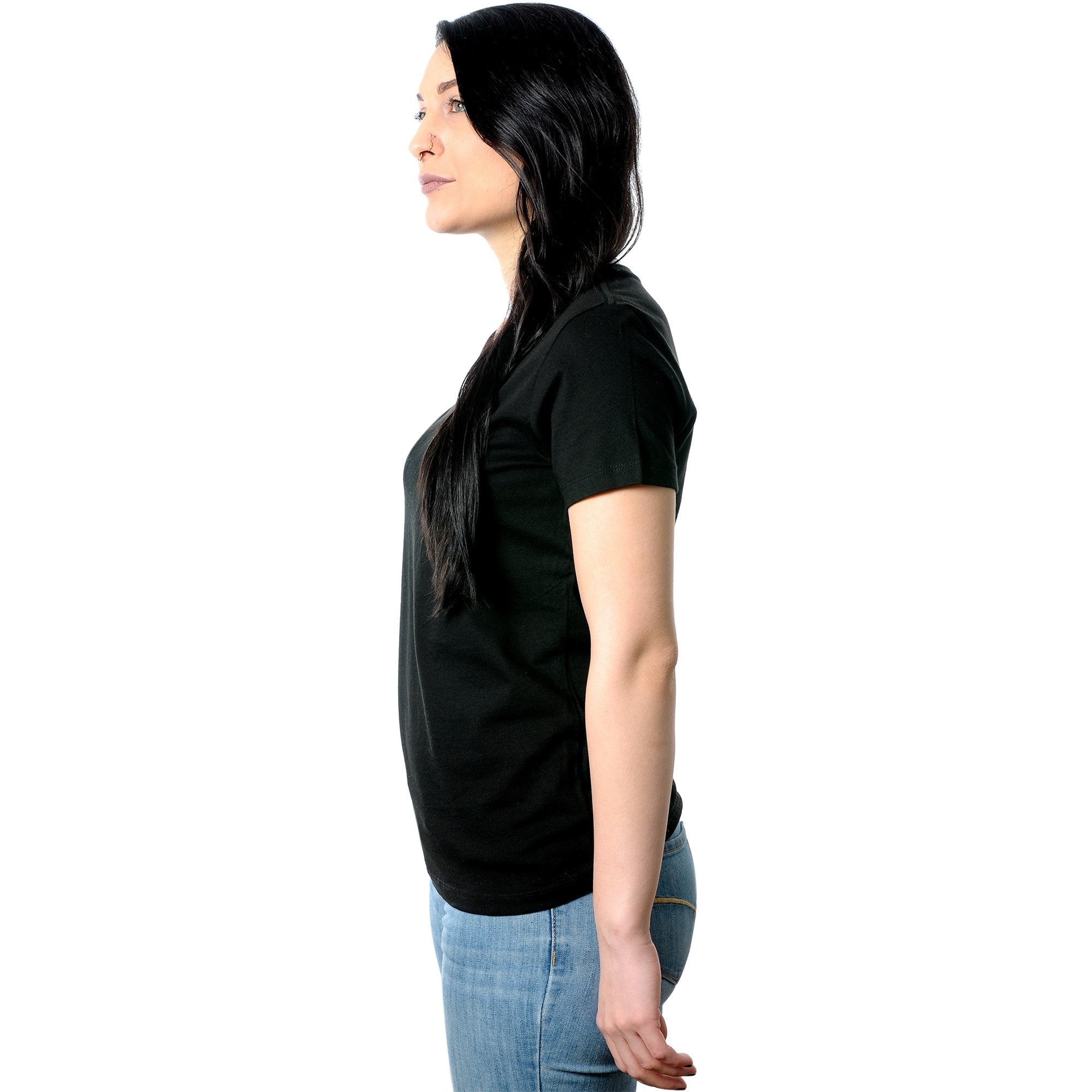 Don't Touch Me Black Tapered V-Neck Tee Shirt