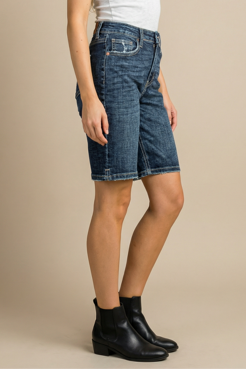Celeste Dark Wash High Rise Bermuda Jeans