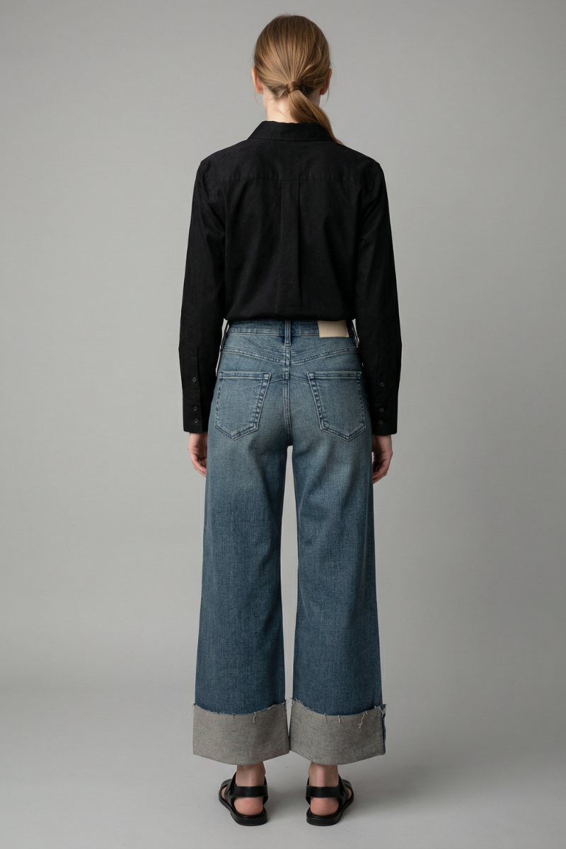 Elise TUMMY CONTROL HIGH RISE CUFFED A WIDE LEG JEANS