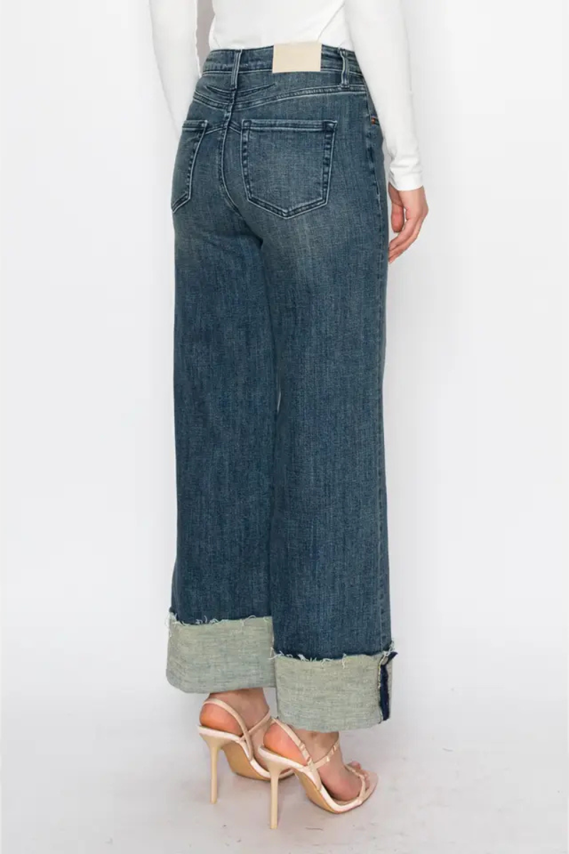 Elise TUMMY CONTROL HIGH RISE CUFFED A WIDE LEG JEANS