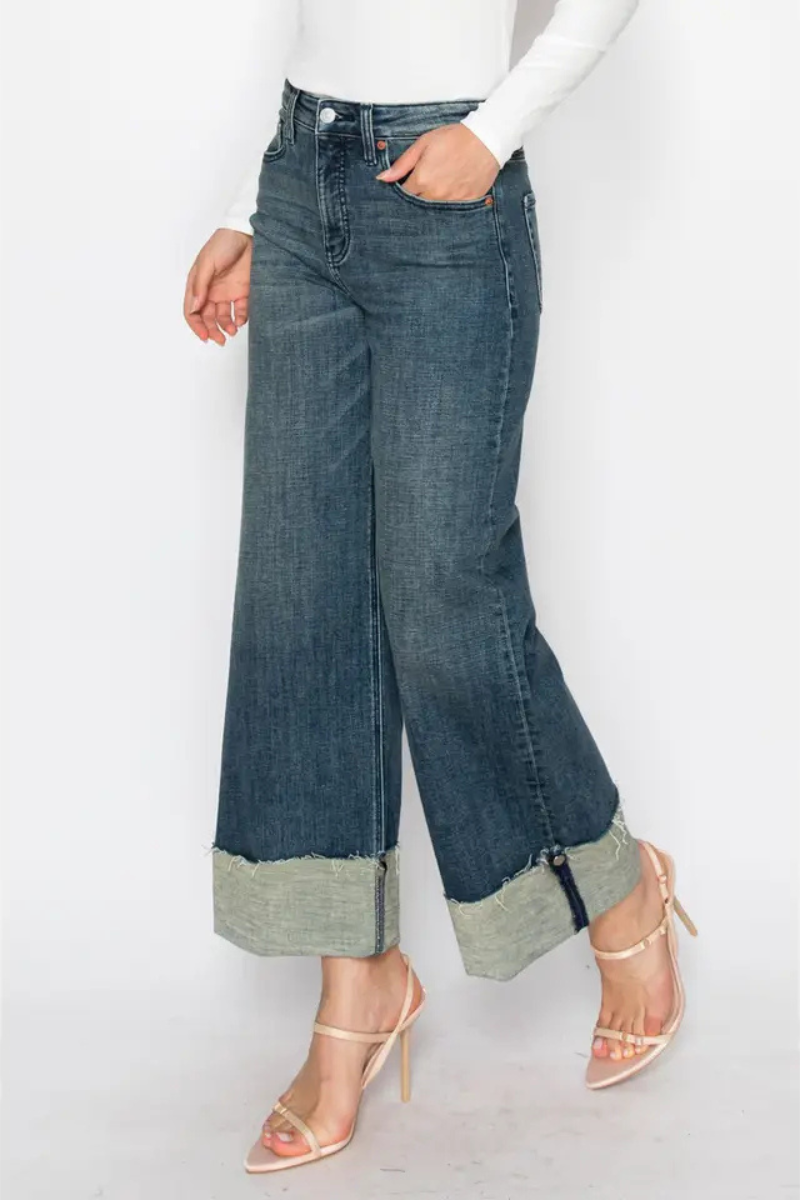 Elise TUMMY CONTROL HIGH RISE CUFFED A WIDE LEG JEANS