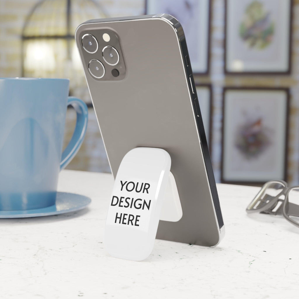 Custom Phone Click-On Grip – Polycarbonate & Metal, Matte/Glossy Finish, Mobile Holder & Kickstand, Reusable Adhesive Backing