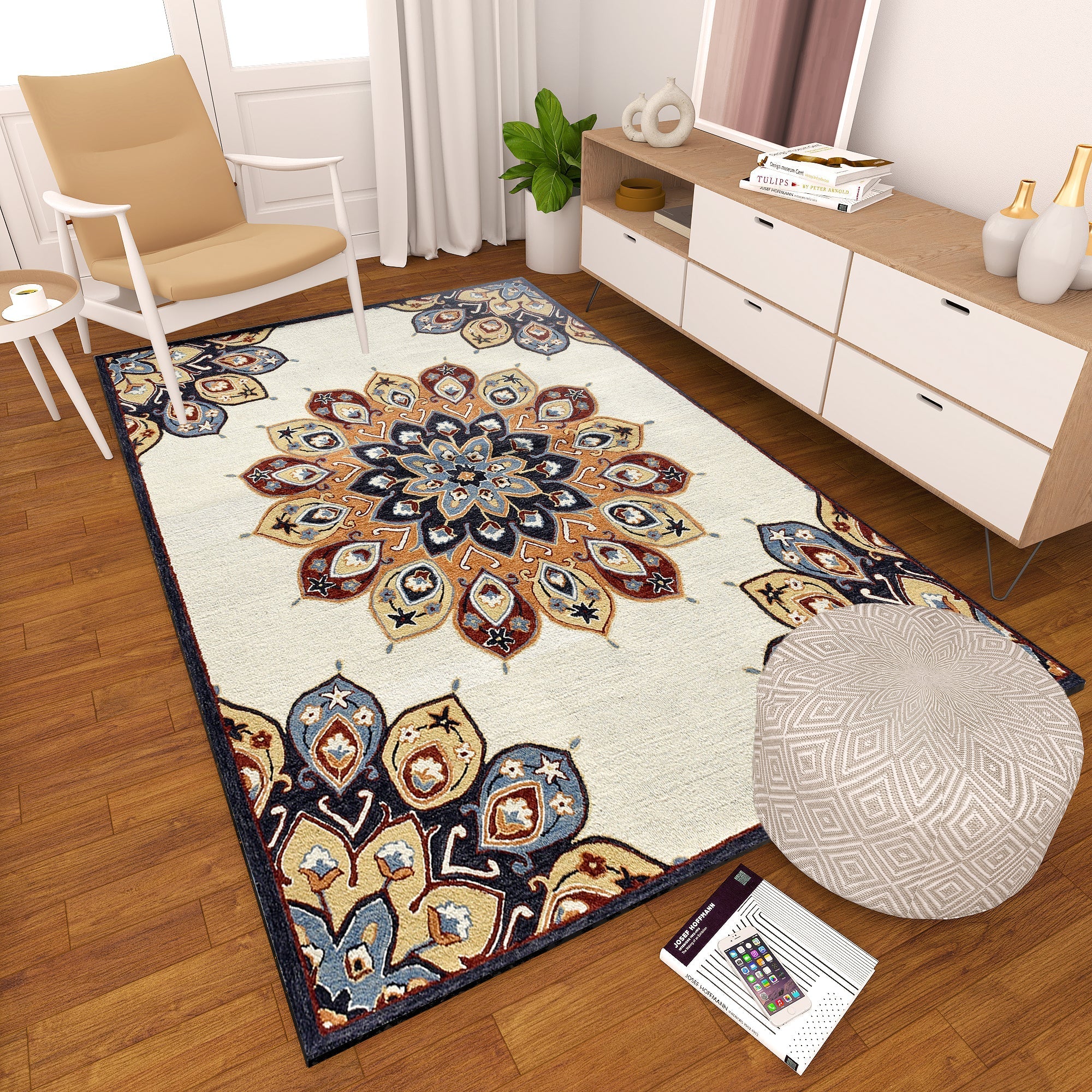 Premium Hand-Tufted Rug Made of 100% Wool  - Vivid Plume - 3x5 Feet