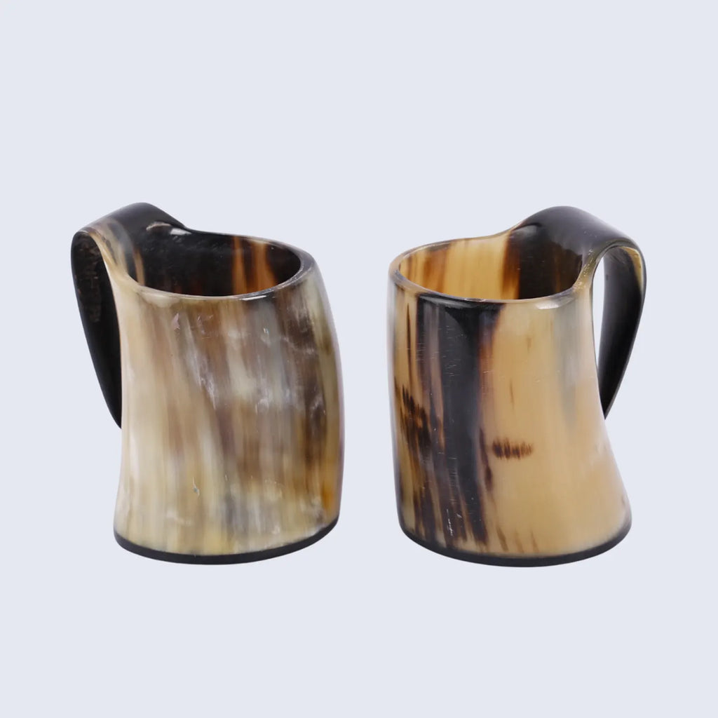 handmade Drinking horn whiskey shot glass set real ox horn shot glasses 5 oz  pack 2