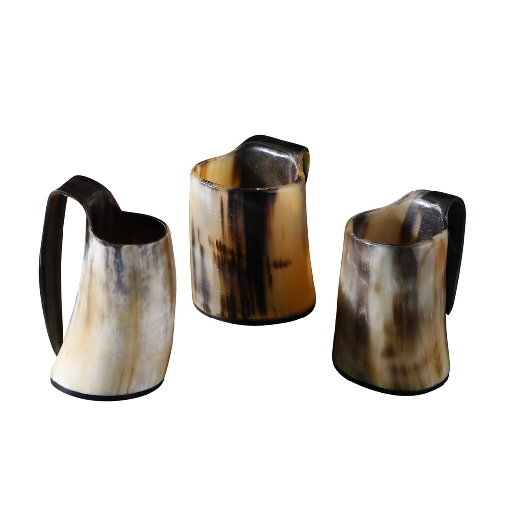 handmade viking horn whiskey shot glass set 5 oz pack 3
