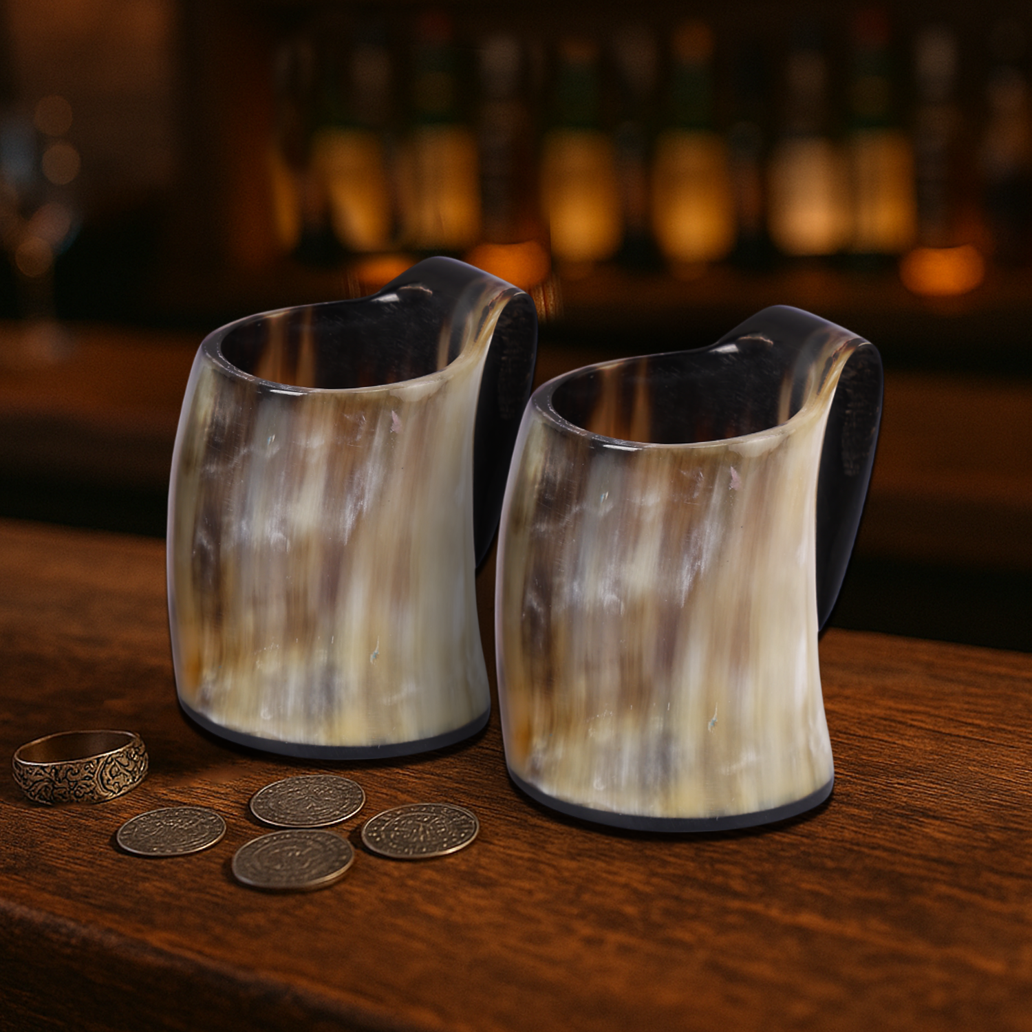 handmade viking horn whiskey shot glass set 5 oz pack 3