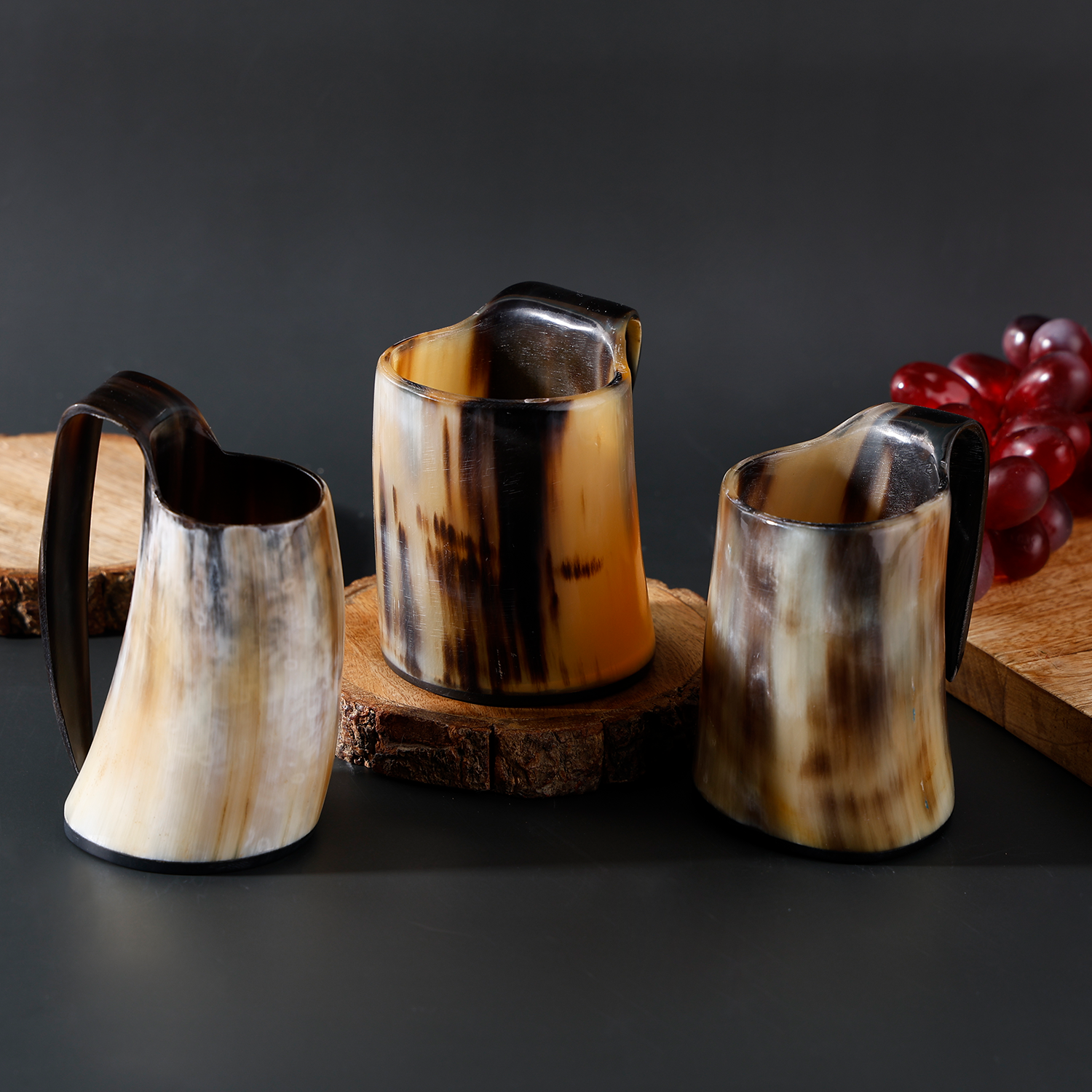 handmade viking horn whiskey shot glass set 5 oz pack 3