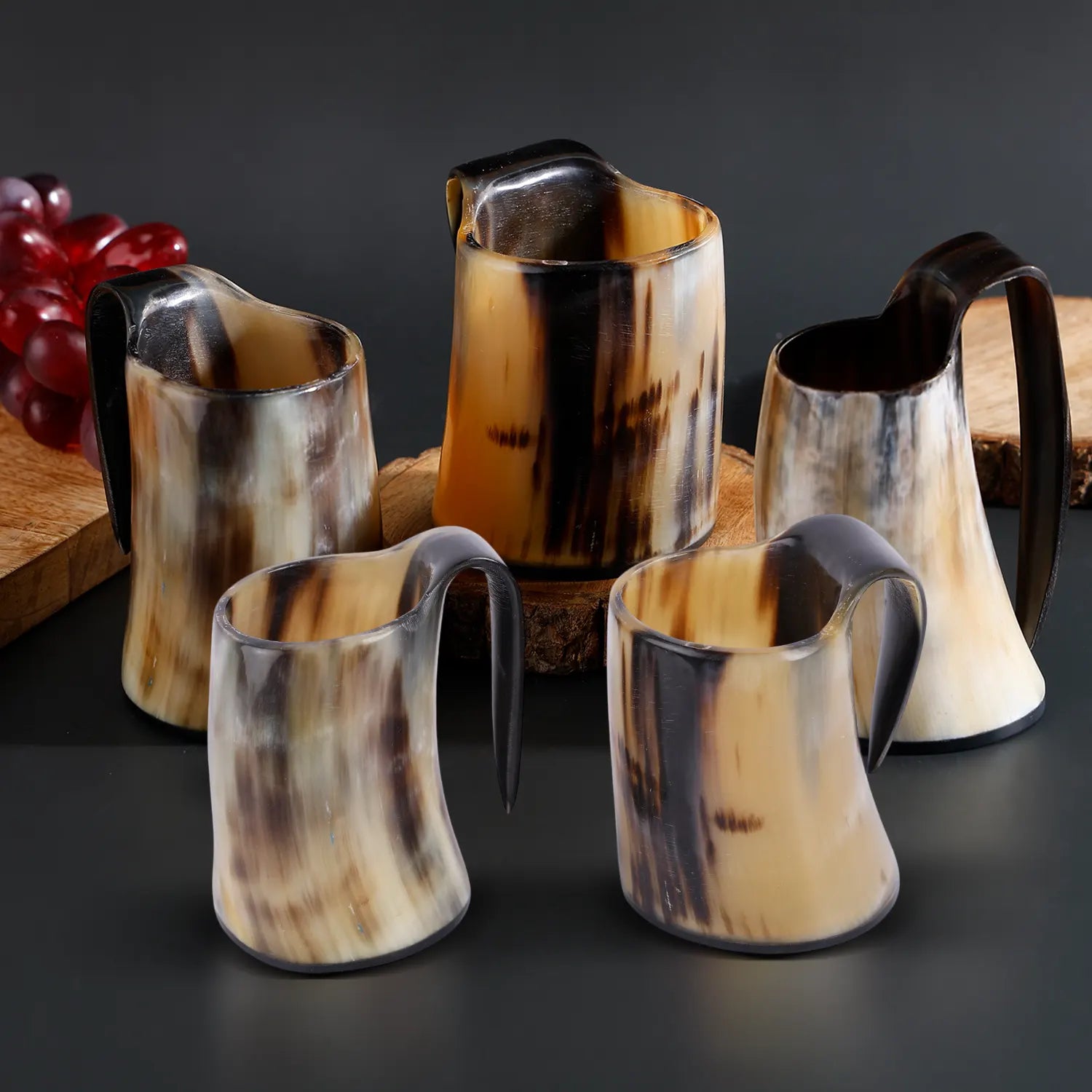 handmade viking horn whiskey shot glass set 5 oz pack 5