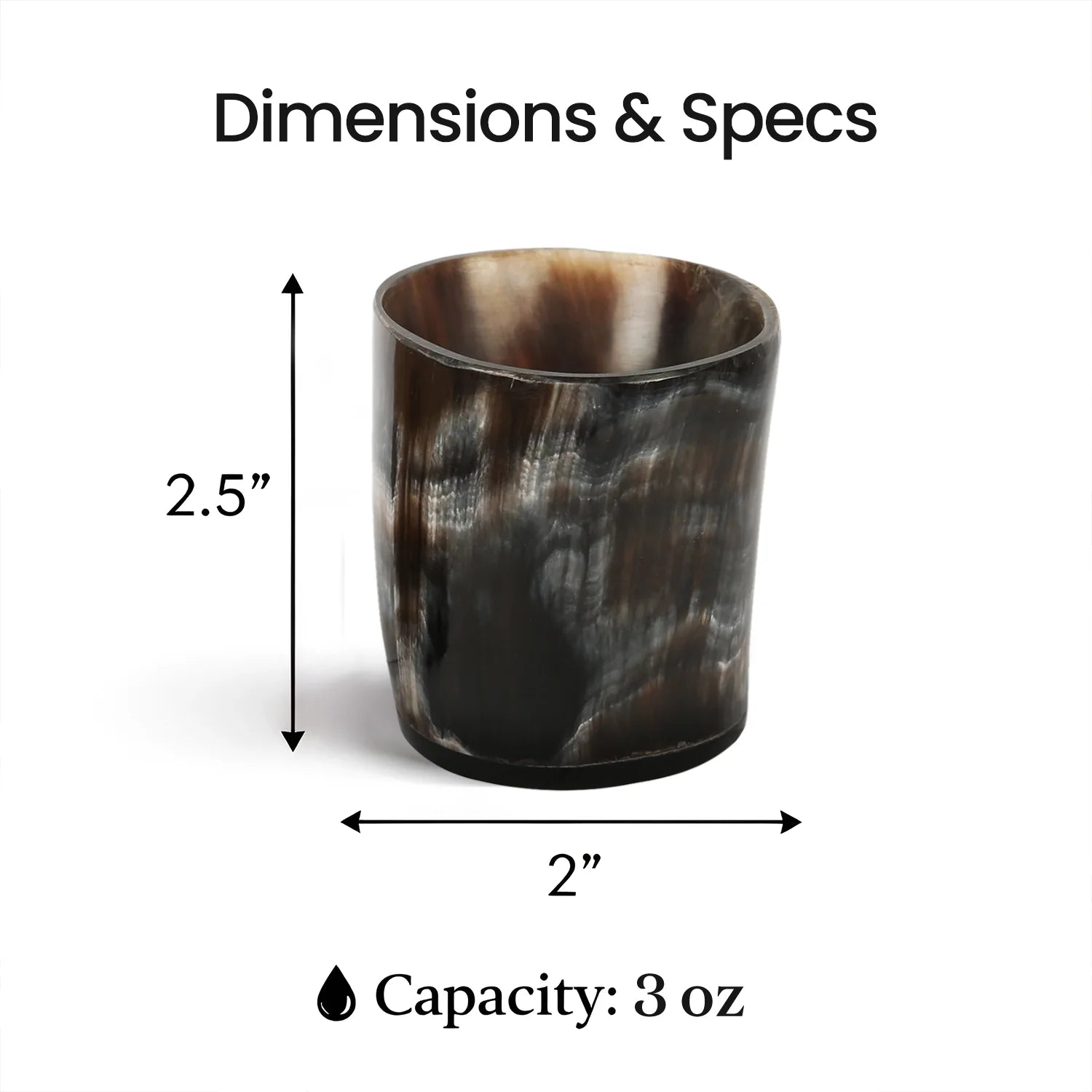 Buffalo Horn Whiskey Shot Glasses 6.5 oz - (Pack of 2)