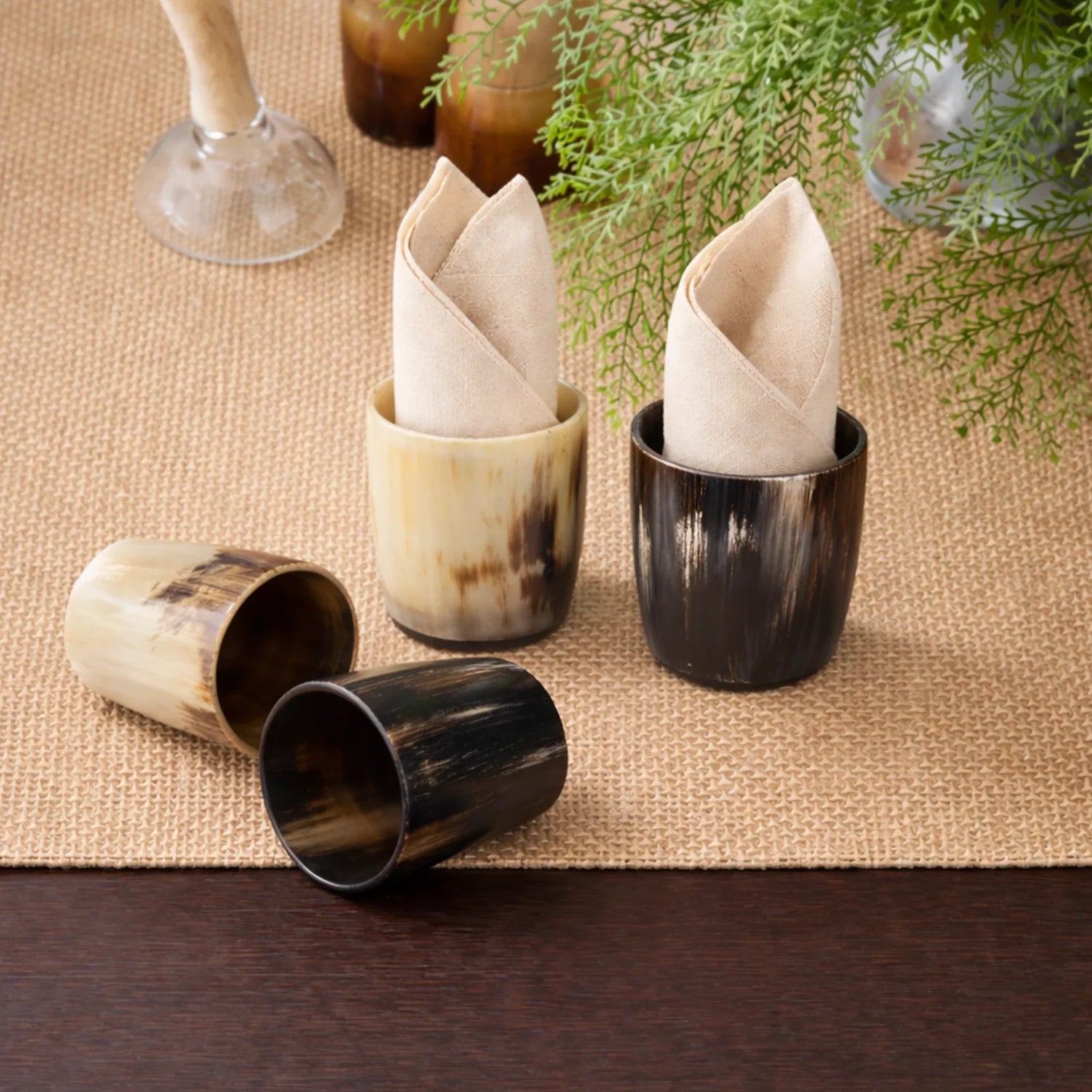 Buffalo Horn Whiskey Shot Glasses 6.5 oz - (Pack of 5)