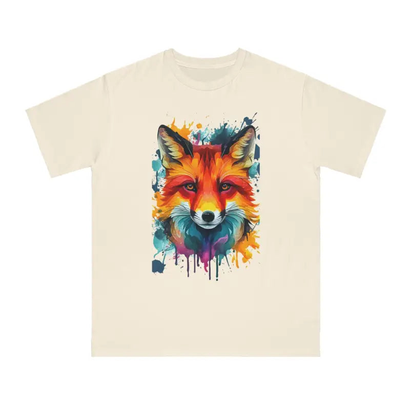 Vibrant Fox Tee - Colorful Splash Organic Cotton - DipaliZ