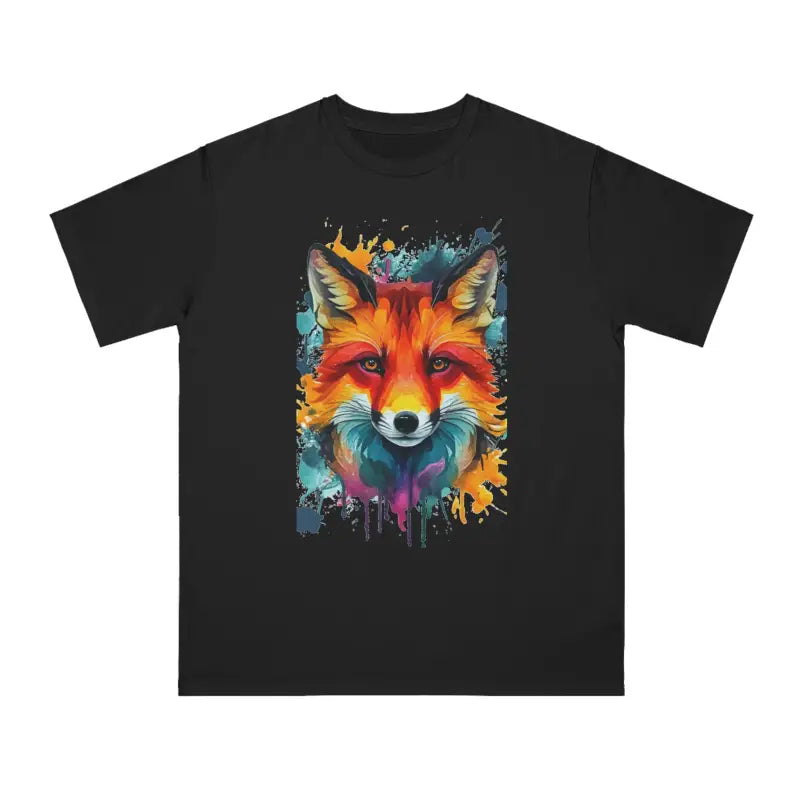 Vibrant Fox Tee - Colorful Splash Organic Cotton - DipaliZ