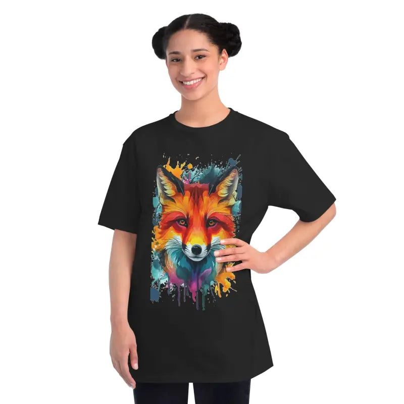 Vibrant Fox Tee - Colorful Splash Organic Cotton - DipaliZ