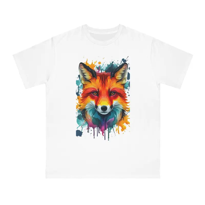 Vibrant Fox Tee - Colorful Splash Organic Cotton - DipaliZ