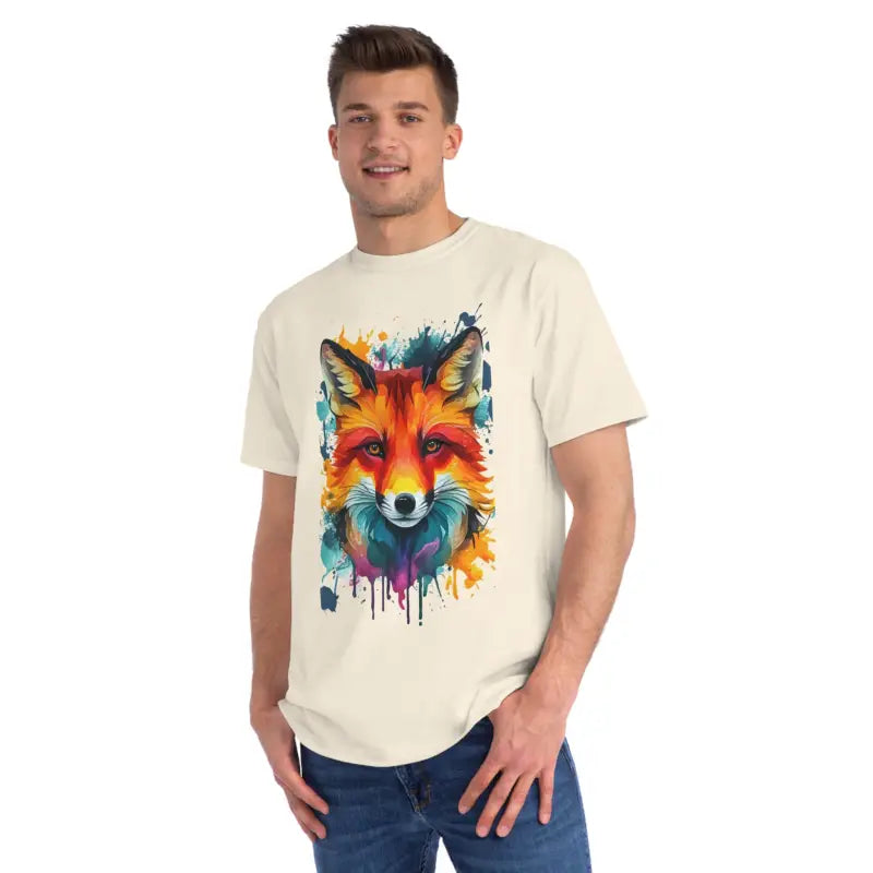 Vibrant Fox Tee - Colorful Splash Organic Cotton - DipaliZ