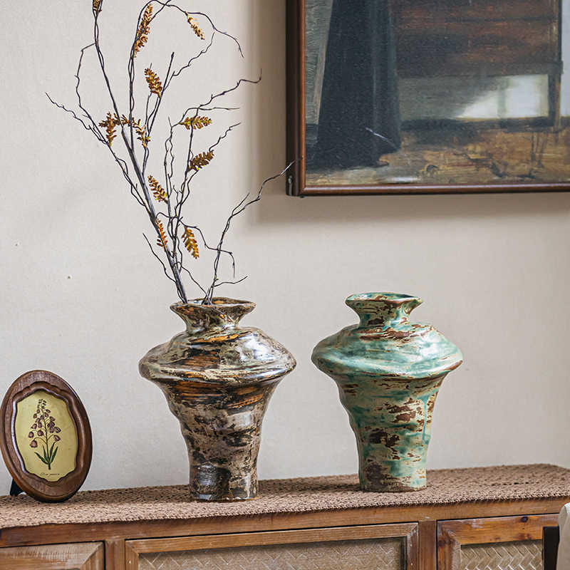 Vintage Dried Flower Branch Pottery Pot Decorative Ceramic Vase