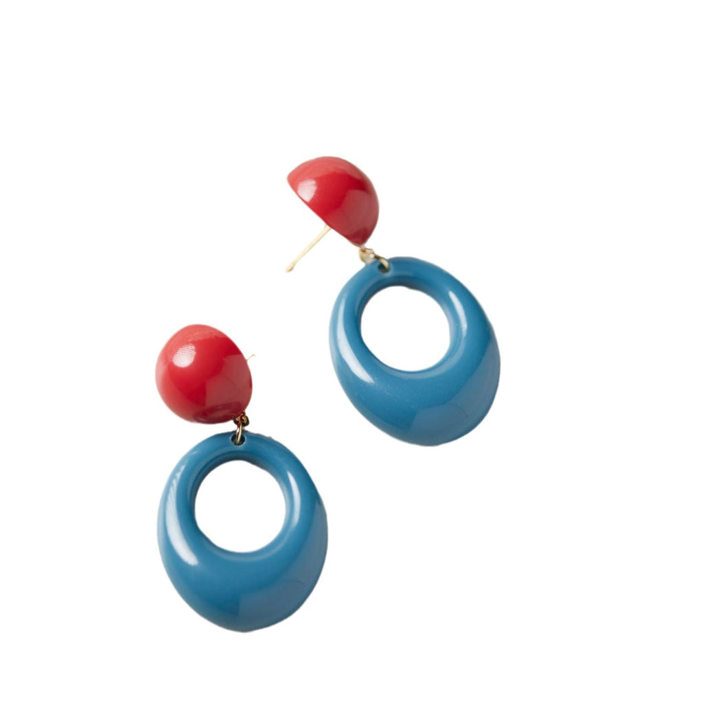 Retro Circle Contrast Color Ear Studs Exaggerated And Personalized