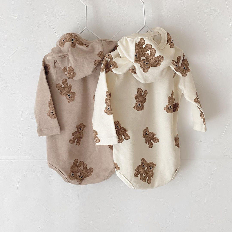 Romper Cartoon Print Bear Hooded Fart Shirt