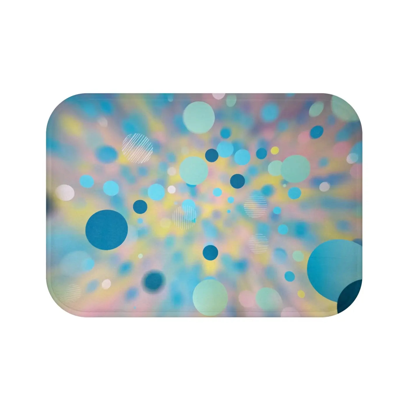 Abstract Blue Yellow Circles Bath Mat - Non-Slip Design - DipaliZ
