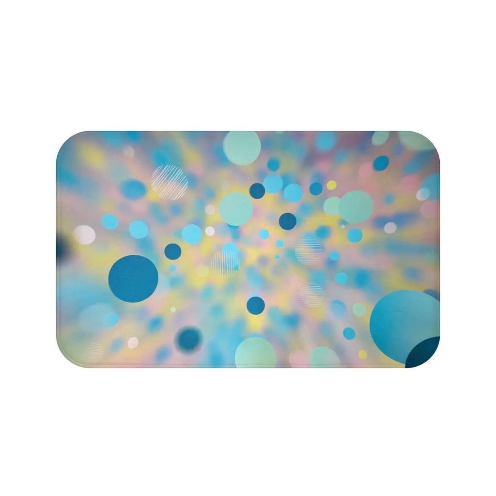 Abstract Blue Yellow Circles Bath Mat - Non-Slip Design - DipaliZ