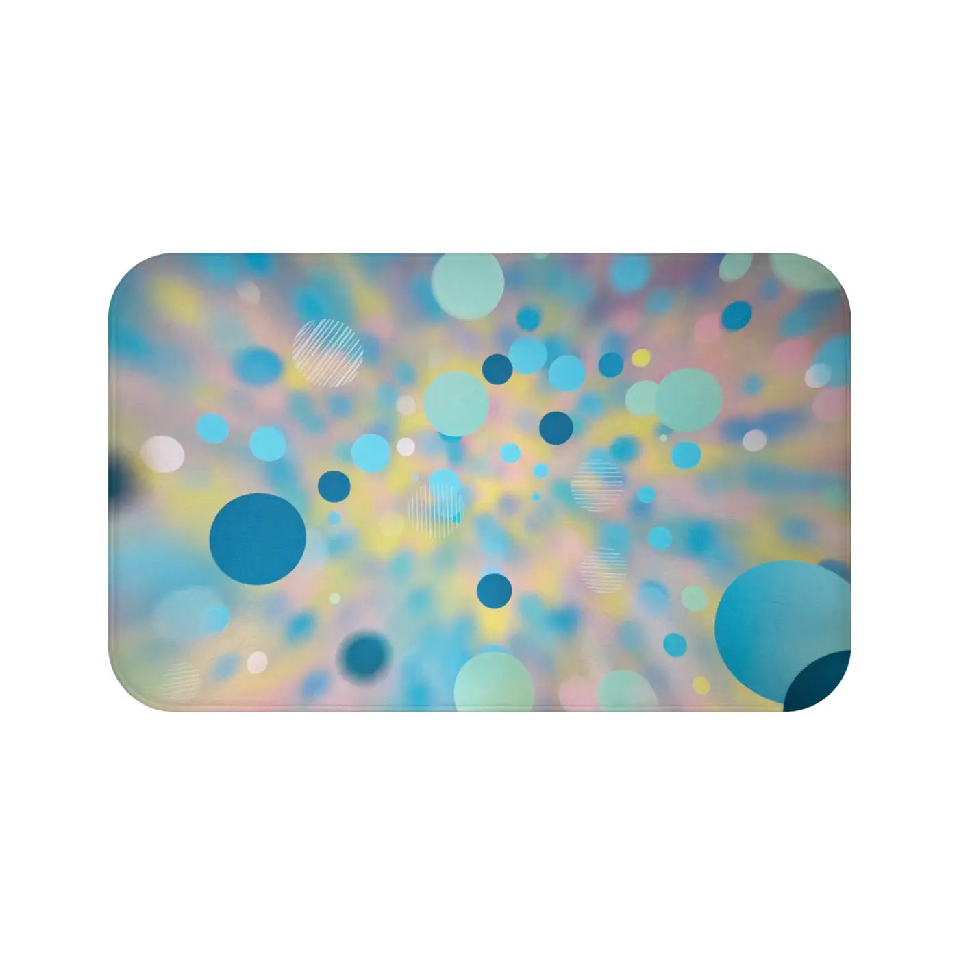 Abstract Blue Yellow Circles Bath Mat - Non-Slip Design - DipaliZ