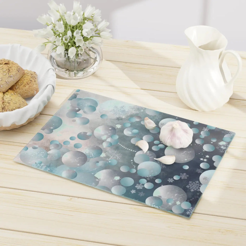 Tempered Glass Cutting Board - Abstract Bluish Circles Pattern - DipaliZ