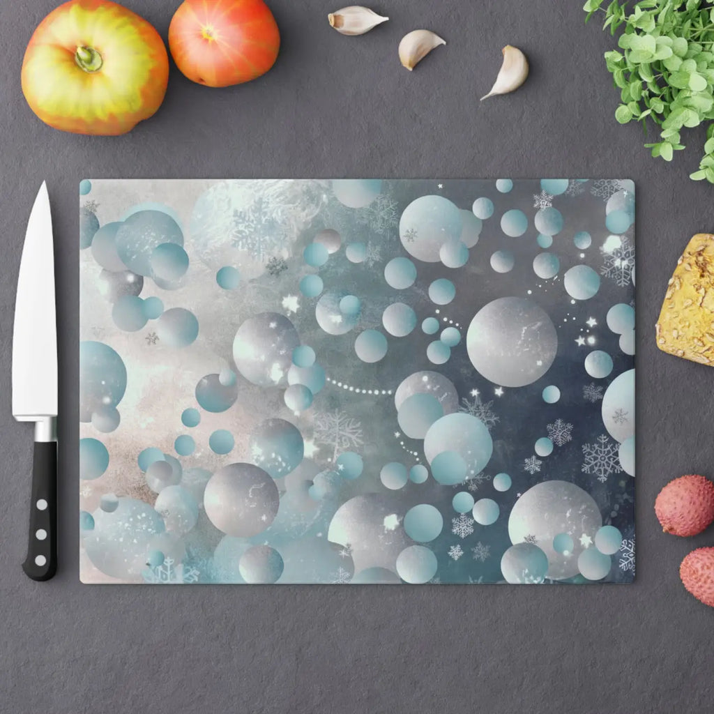 Tempered Glass Cutting Board - Abstract Bluish Circles Pattern - DipaliZ