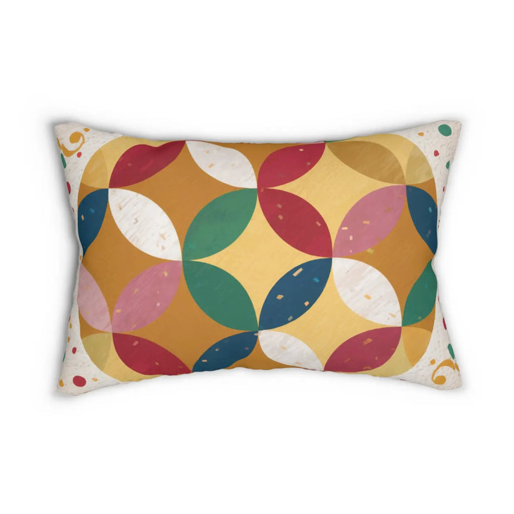 Geometric Pattern Pillow - Polyester Lumbar with Insert - DipaliZ