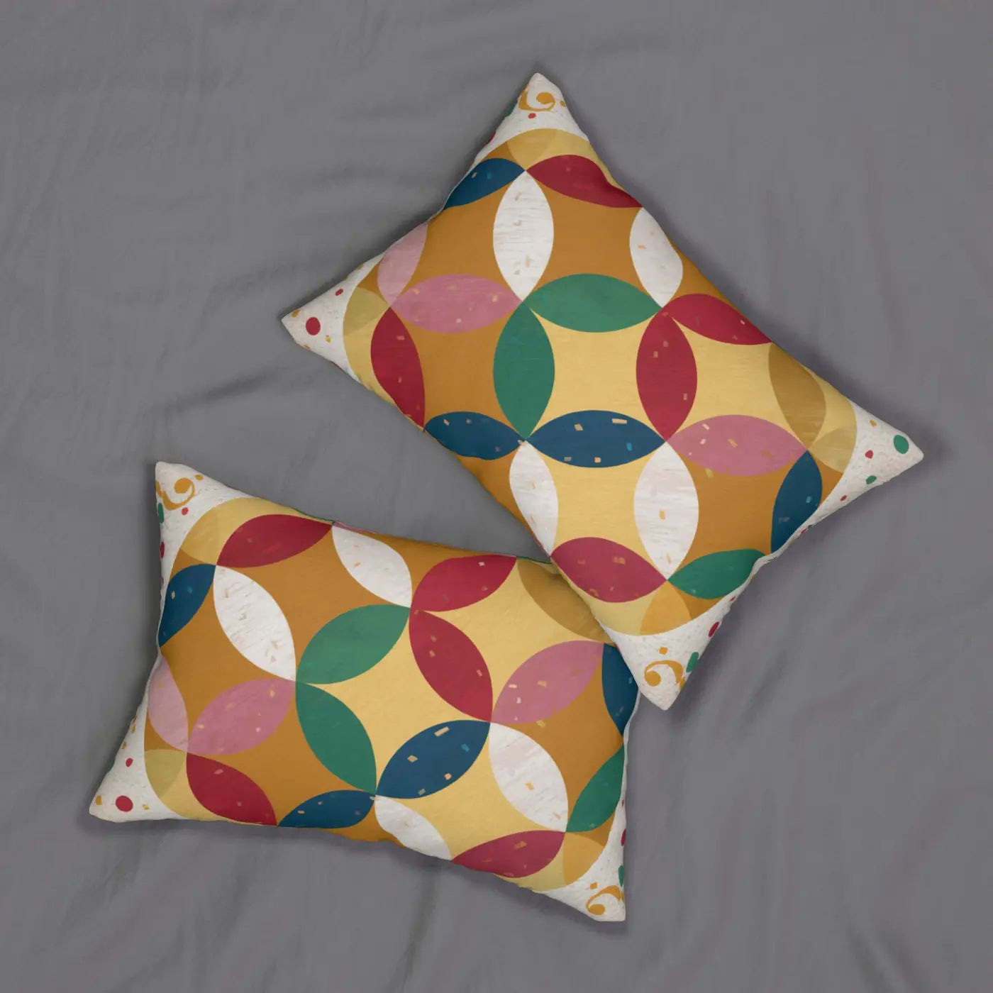 Geometric Pattern Pillow - Polyester Lumbar with Insert - DipaliZ