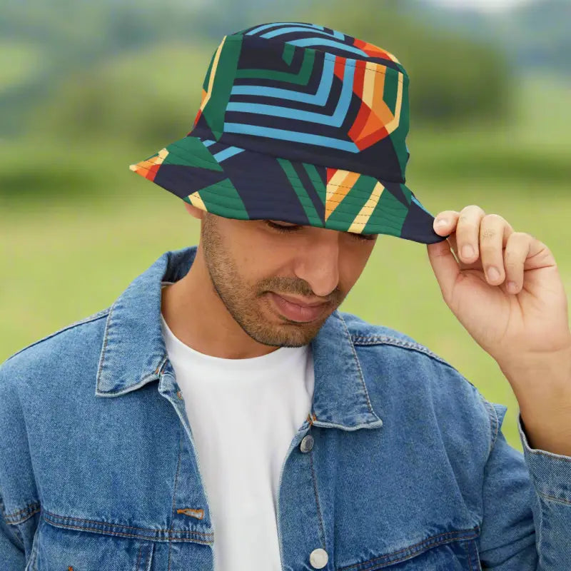 Abstract Colorful Lines Bucket Hat - Bold Artistic Style - DipaliZ