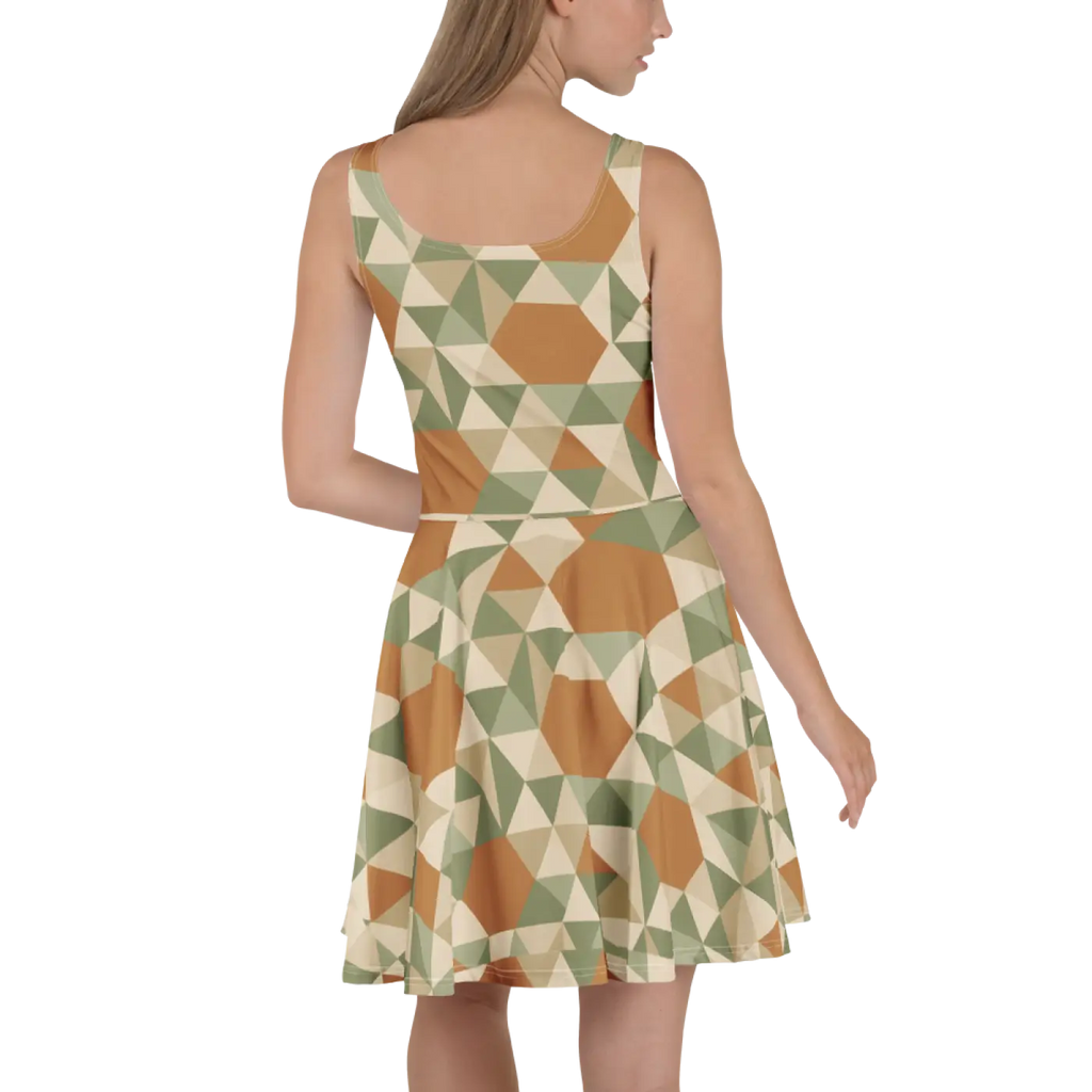 Colorful Skater Dress - Retro Geometric Flair - DipaliZ