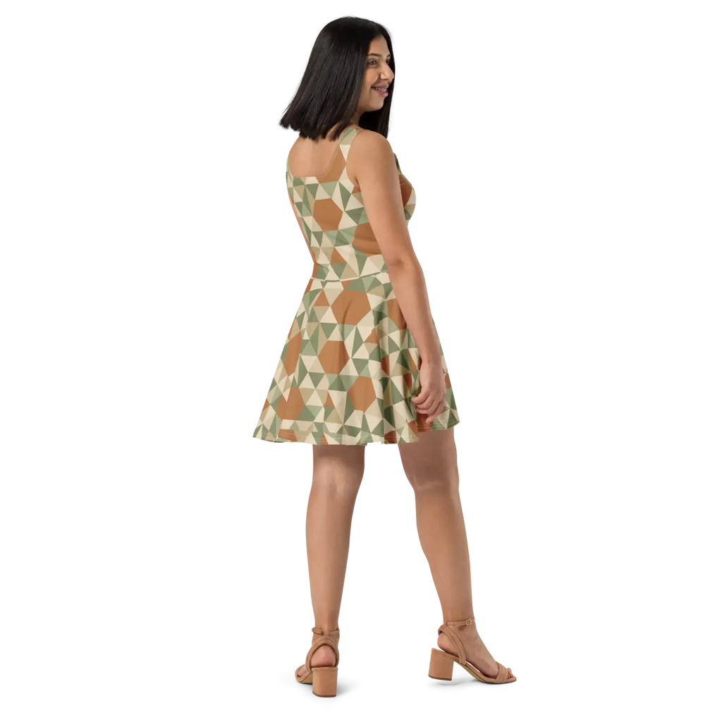 Colorful Skater Dress - Retro Geometric Flair - DipaliZ