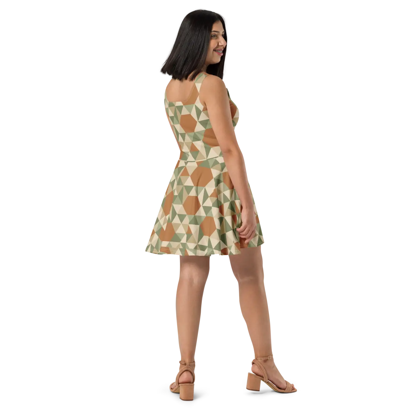 Colorful Skater Dress - Retro Geometric Flair - DipaliZ