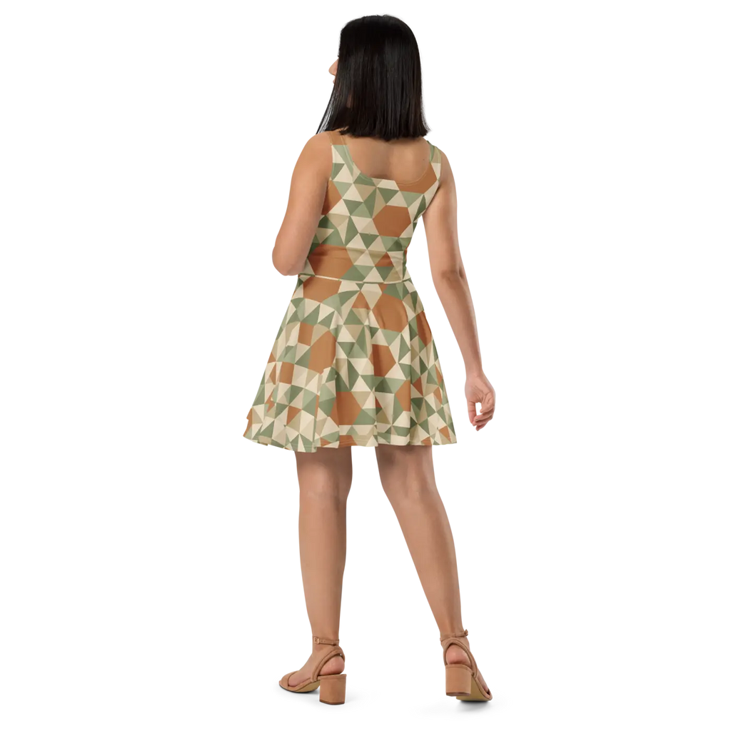 Colorful Skater Dress - Retro Geometric Flair - DipaliZ