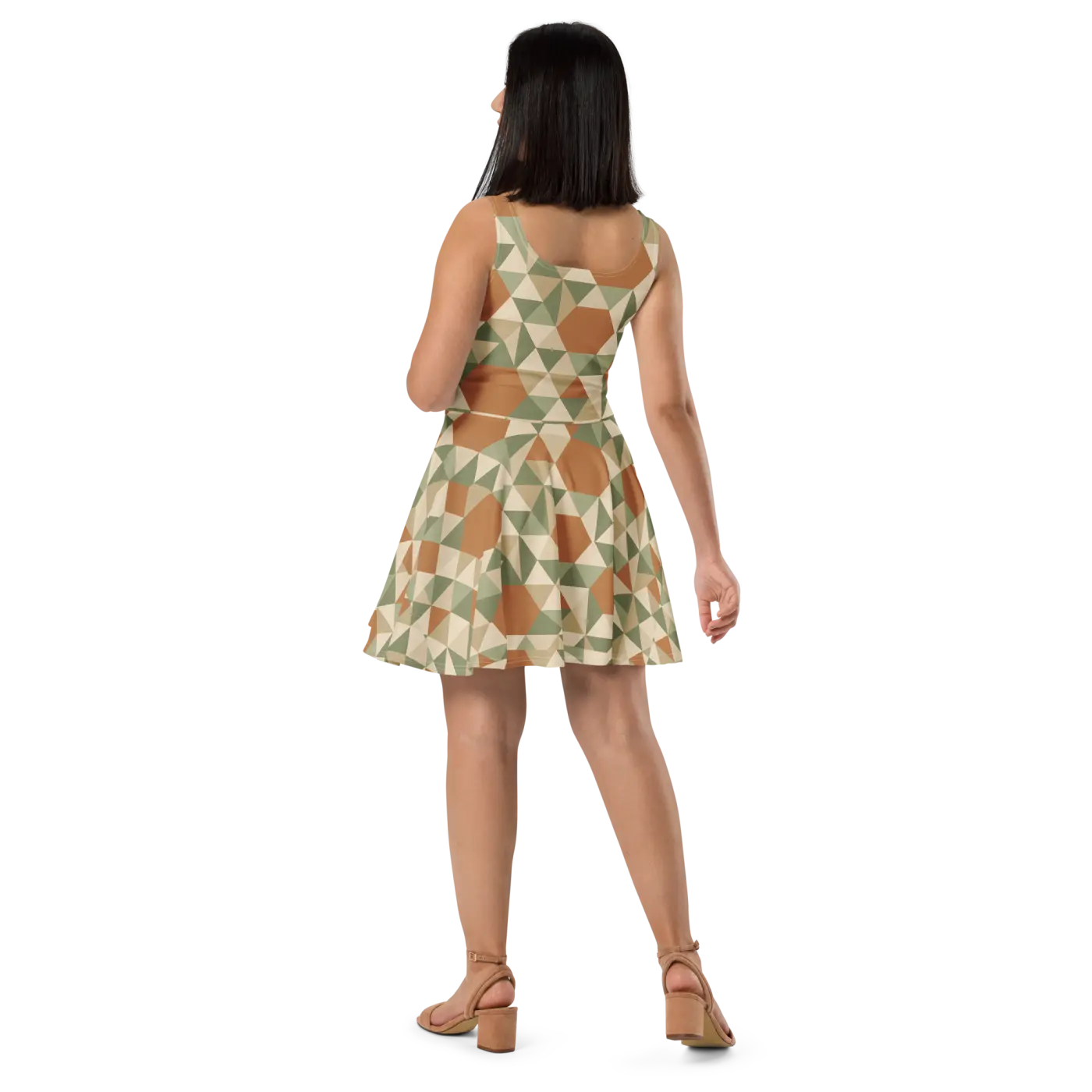 Colorful Skater Dress - Retro Geometric Flair - DipaliZ