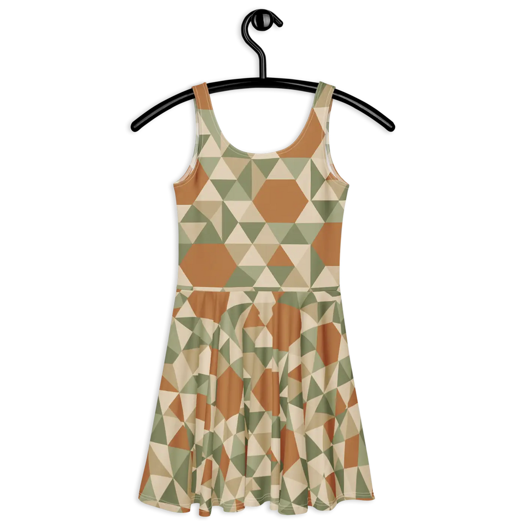 Colorful Skater Dress - Retro Geometric Flair - DipaliZ