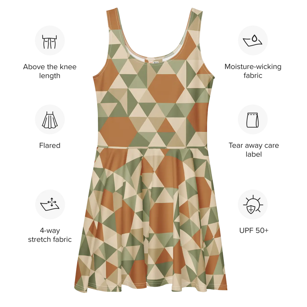 Colorful Skater Dress - Retro Geometric Flair - DipaliZ