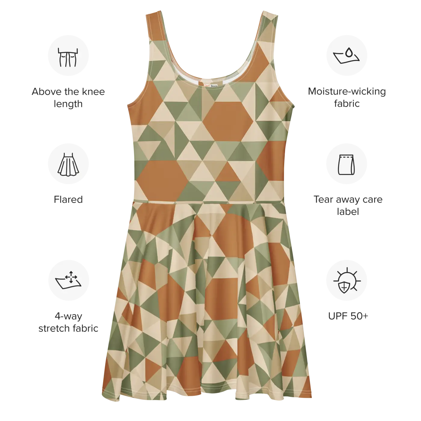 Colorful Skater Dress - Retro Geometric Flair - DipaliZ