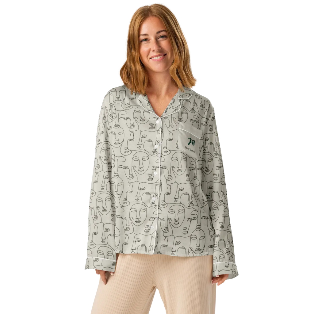 Personalized Long Sleeve Pajama - Abstract Faces Print - DipaliZ