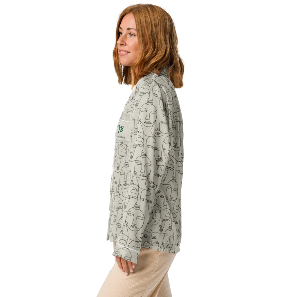 Personalized Long Sleeve Pajama - Abstract Faces Print - DipaliZ