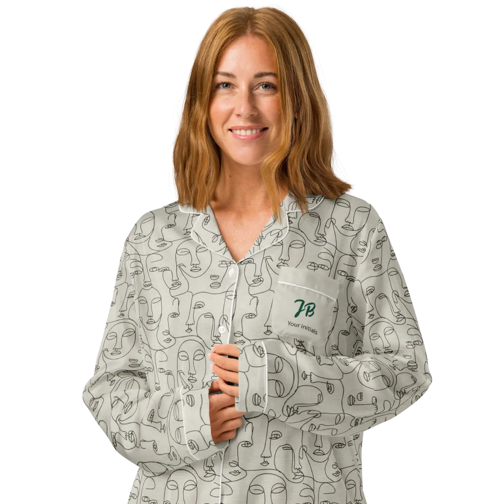 Personalized Long Sleeve Pajama - Abstract Faces Print - DipaliZ