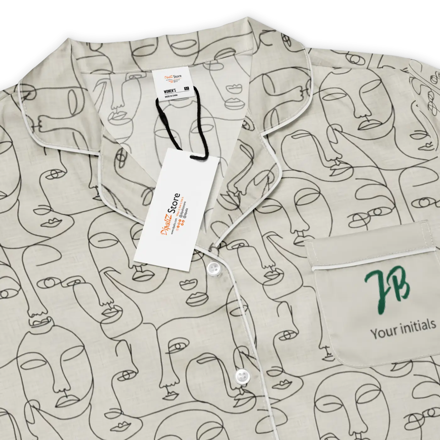 Personalized Long Sleeve Pajama - Abstract Faces Print - DipaliZ