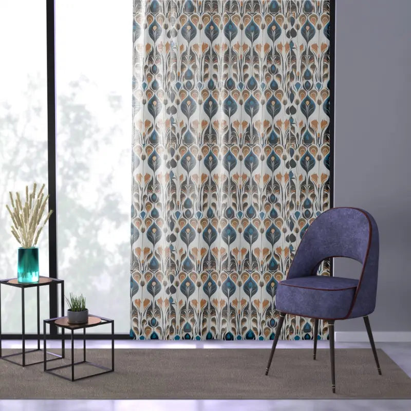 Abstract Feathers Window Curtain - Polyester Home Decor - DipaliZ