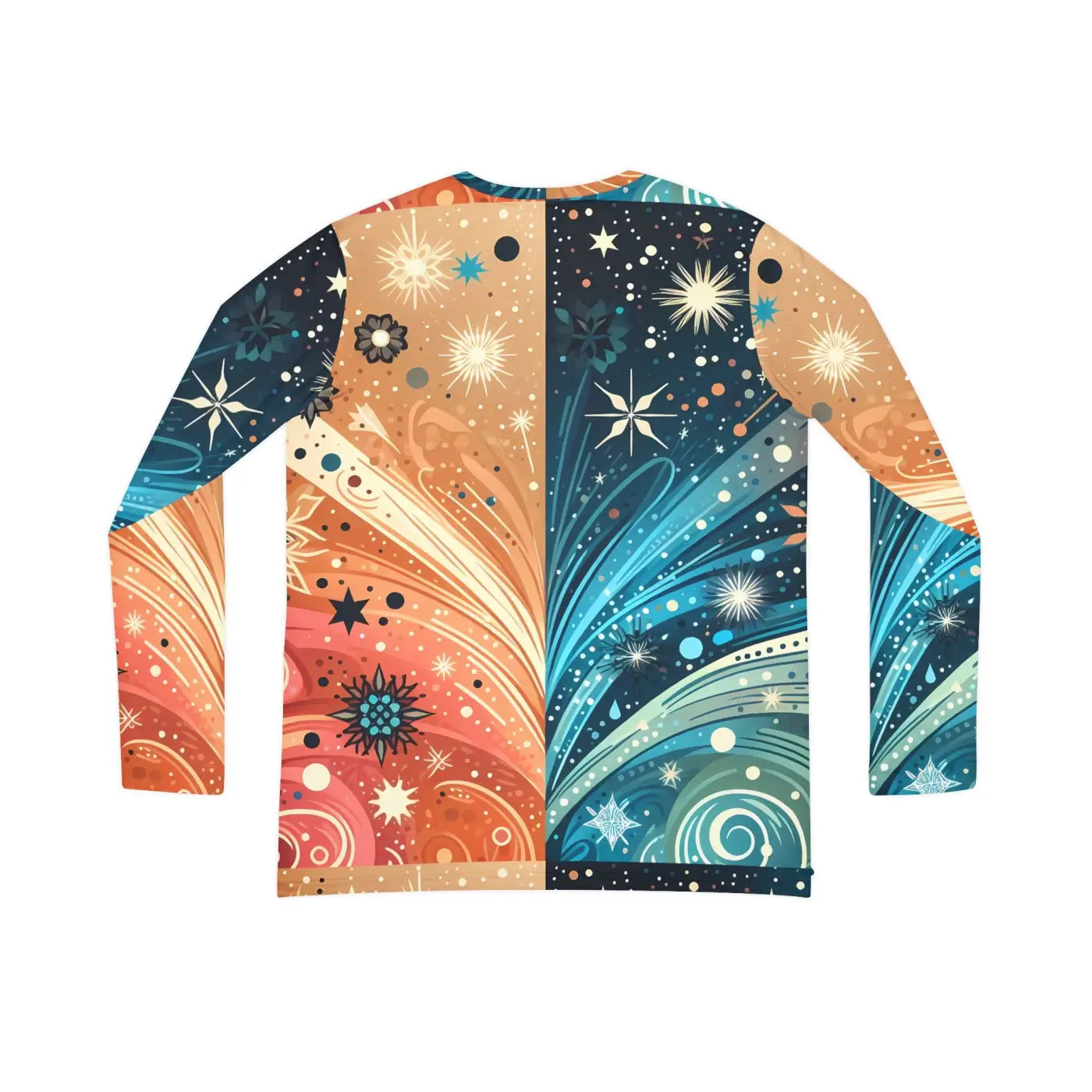 V-Neck Long Sleeve Top - Abstract Festive Pattern - DipaliZ